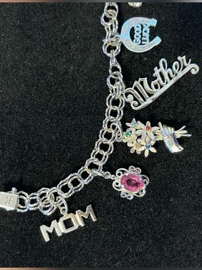 Vintage 925 Sterling Silver Stamped Charm Bracelet
